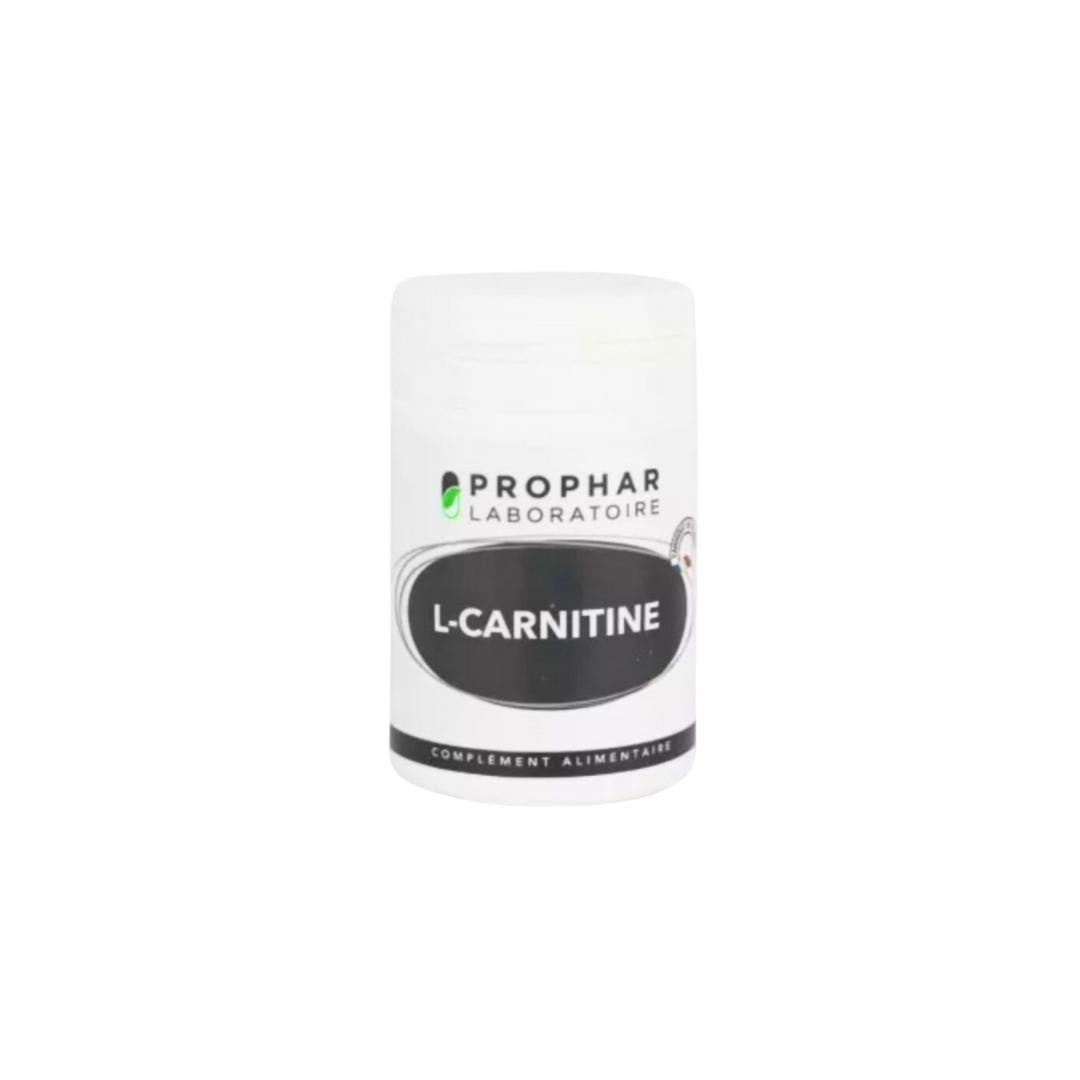 Prophar L-Carnitine, pilulier blanc de 50 gélules, étiquette noire