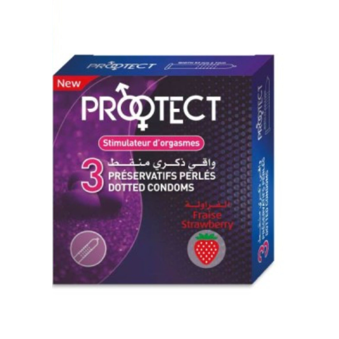 Protect+ واقي ذكري بنكهة الفراولة 3 قطع