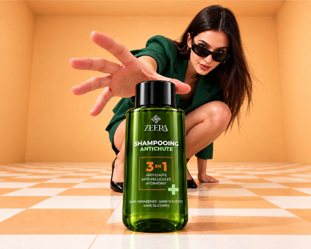 Actifs du shampoing Zeera anti-chute : Shikakai, Amla et Bhringraj pour fortifier les racines