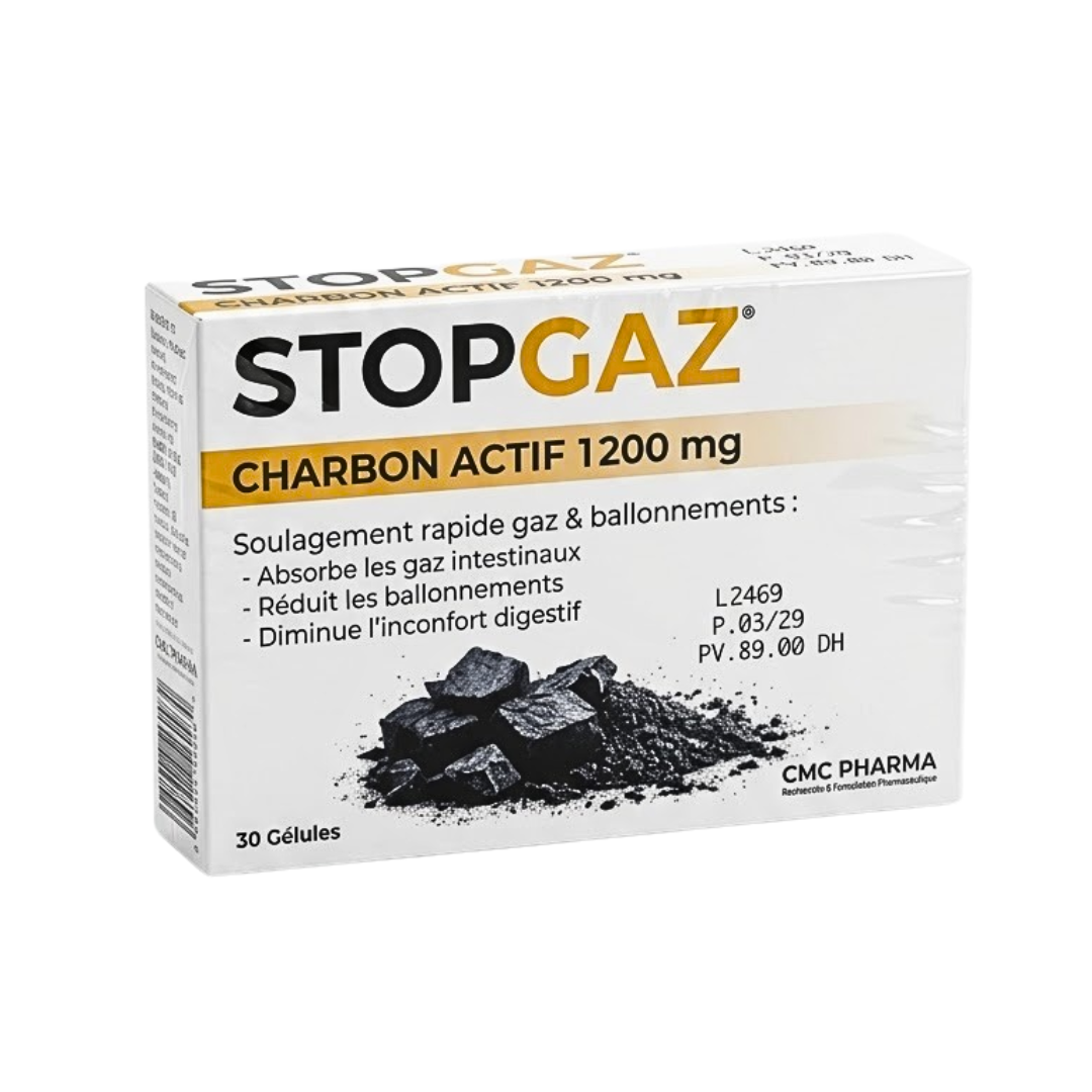 Stopgaz Charbon Actif 1200mg Confort Digestif 30 gélules