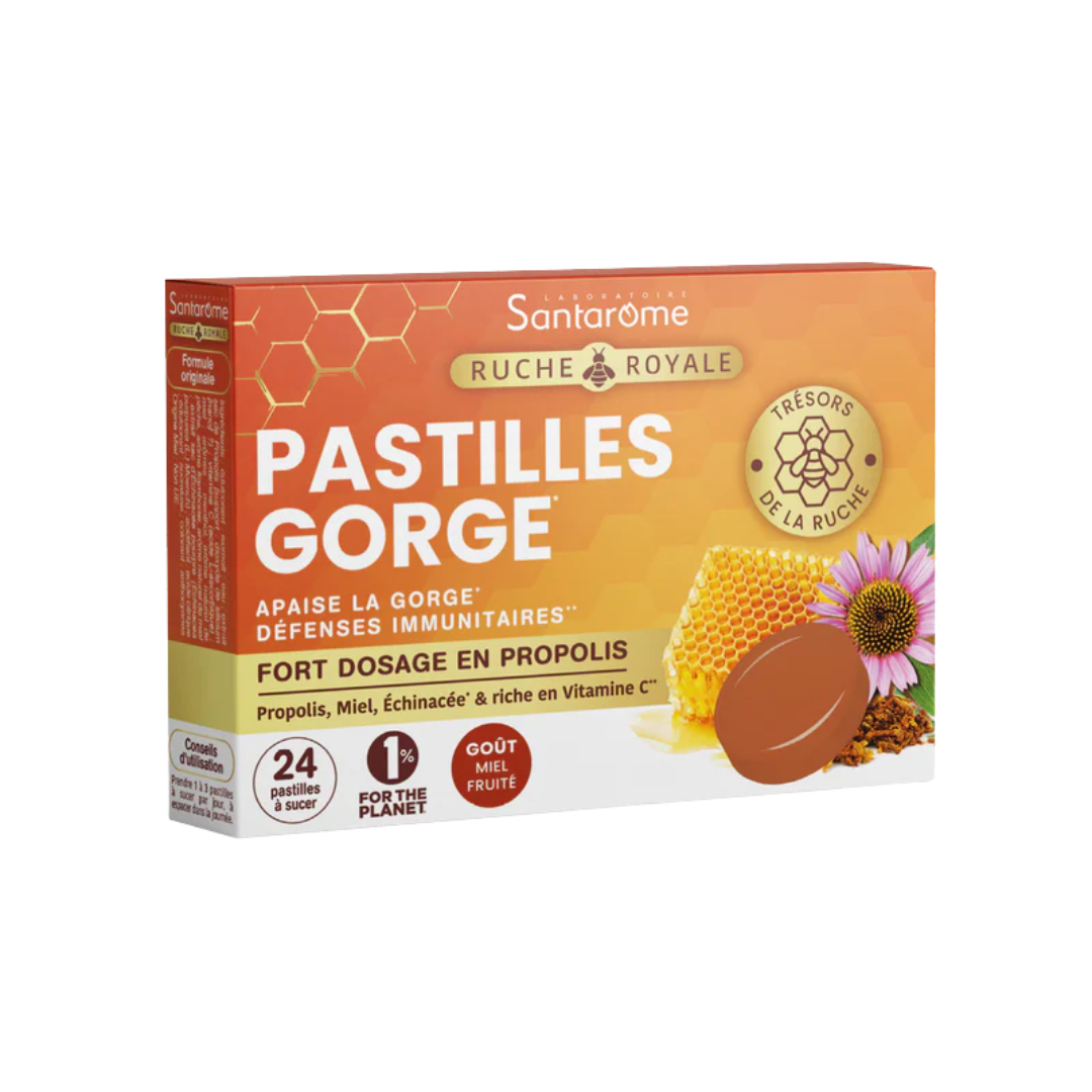 Santarome Ruche Royale pastilles gorge propolis miel échinacée, boîte de 24