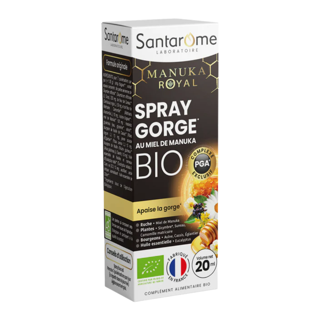 Santarome Manuka Royal spray gorge au miel de Manuka bio 20 ml