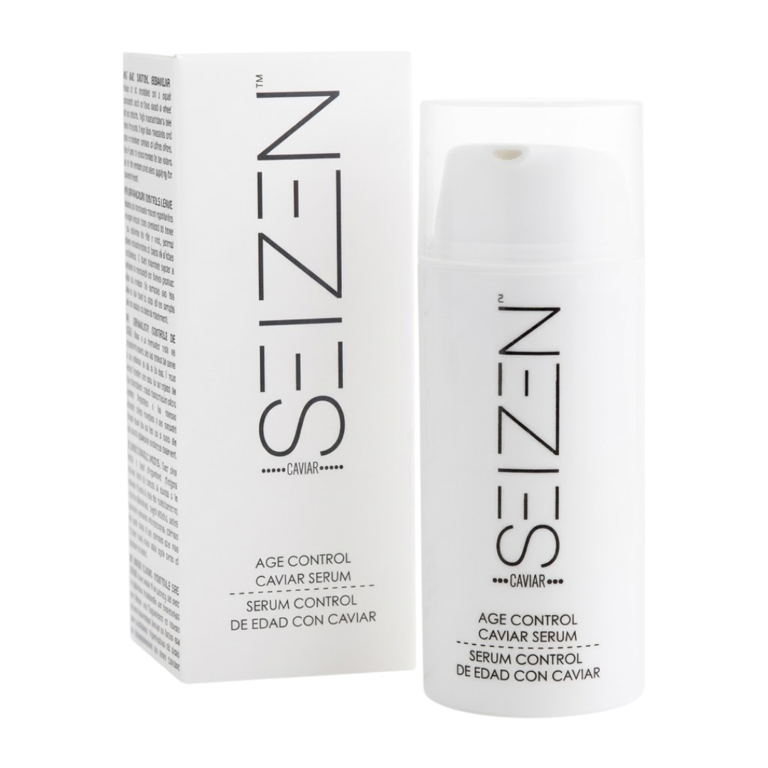 Seizen Caviar Age Control Sérum 30 ml, flacon pompe blanc et boîte, sérum anti-âge