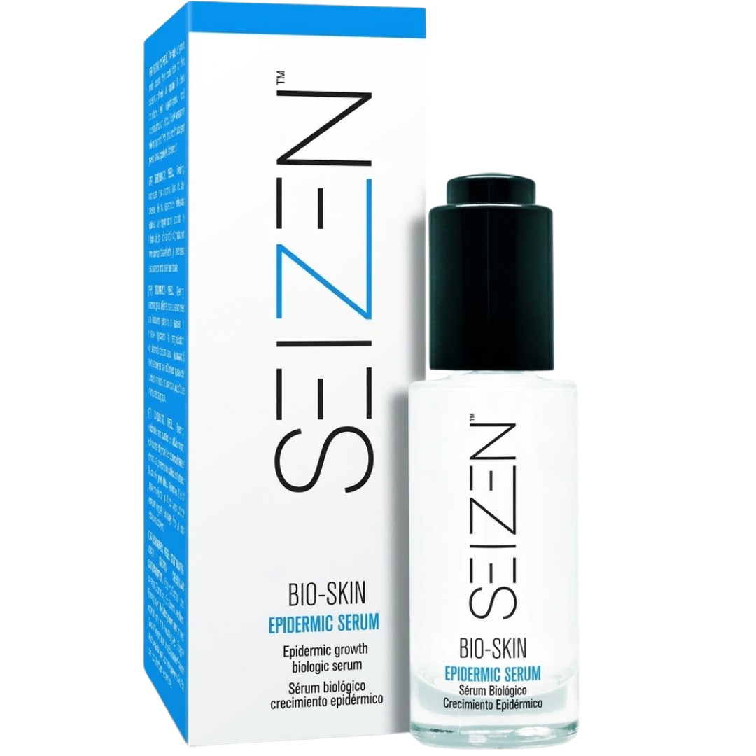 Seizen Bio-Skin Epidermic Serum 30 ml, flacon compte-gouttes et boîte bleue