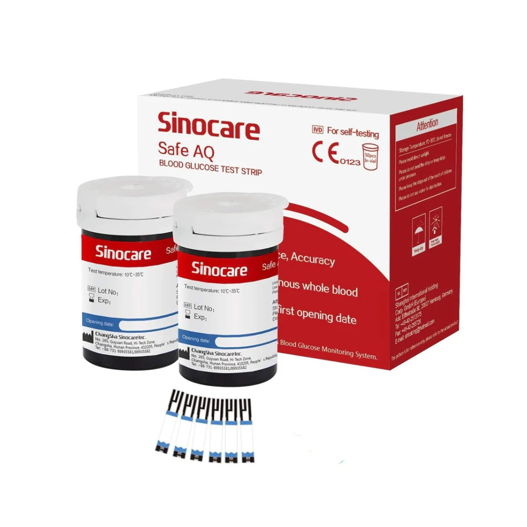 شرائط اختبار جلوكوز الدم من Sinocare 50 قطعة