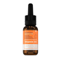 Skinence Sérum Vitamin C+ 30 ml, flacon compte-gouttes ambré étiquette orange, sérum éclat