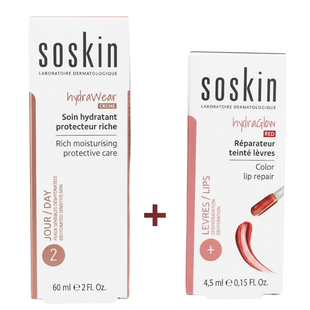 Soskin Hydrawear Duo Soin Hydratant Riche + Hydraglow Lèvres Teintées