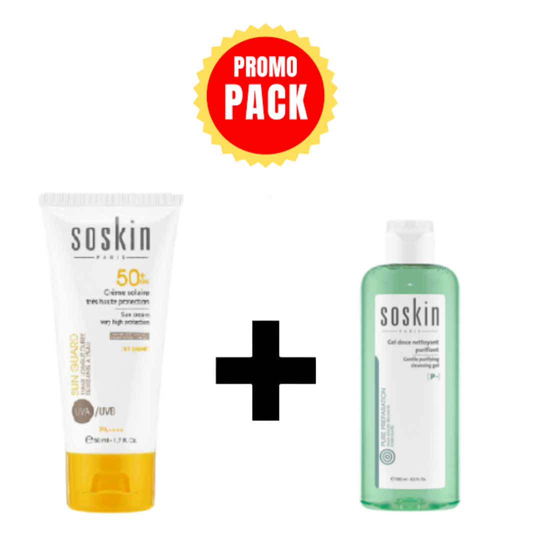 Soskin Pack Solaire SPF50+ & Gel Doux Nettoyant