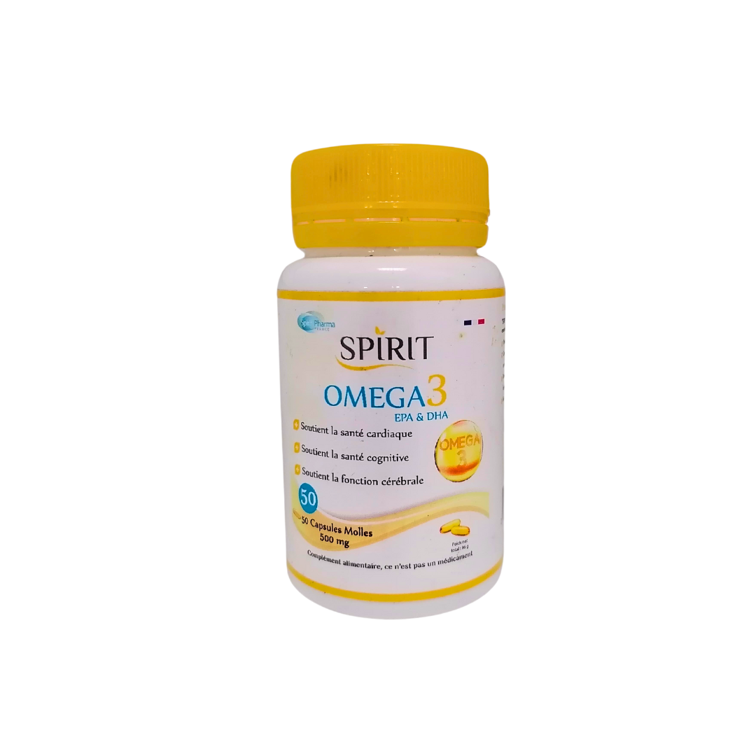 Spirit Omega 3 500mg Complément Cardiovasculaire 50 Capsules