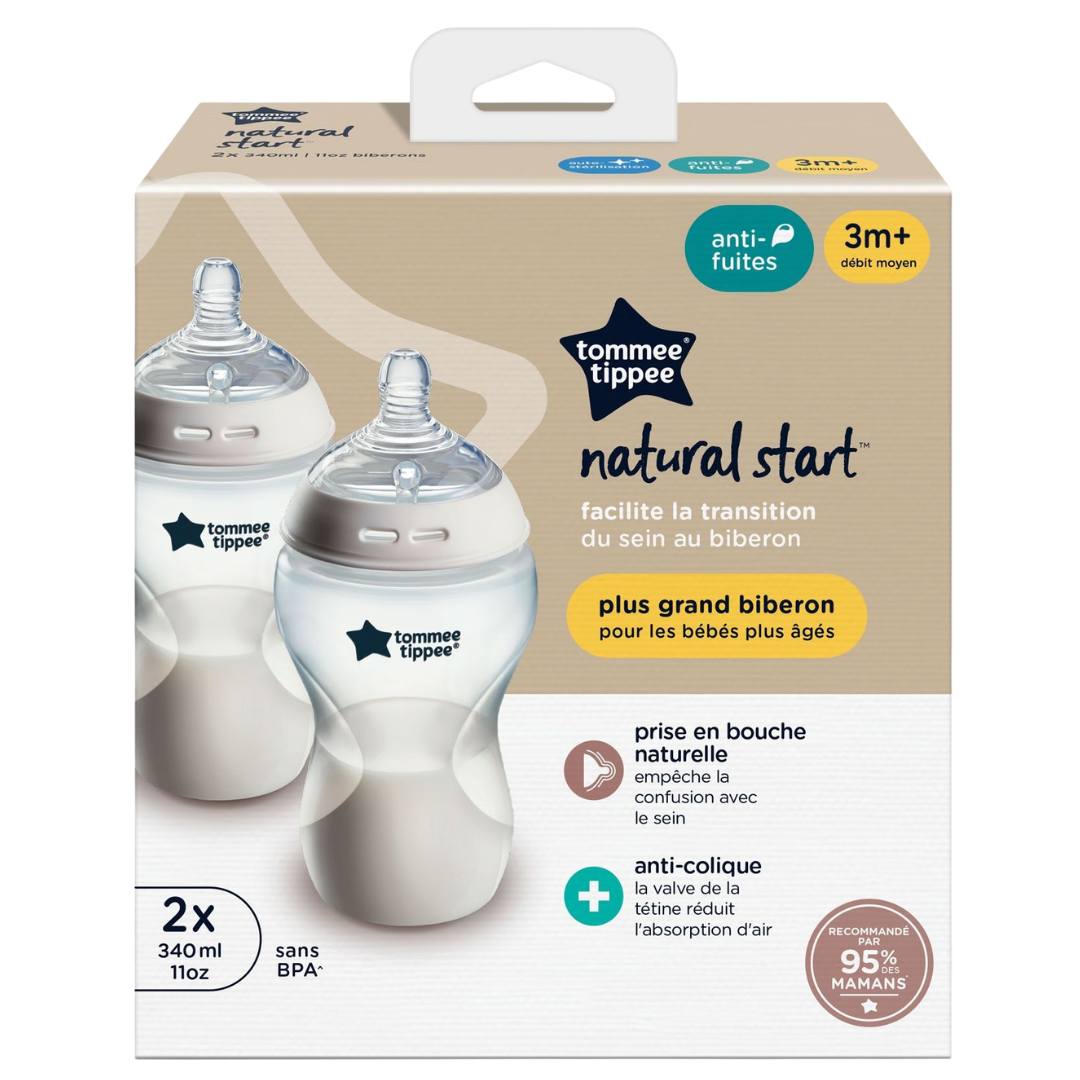 Tommee Tippee - Biberons Natural Start 340 ml 3m+ Lot de 2