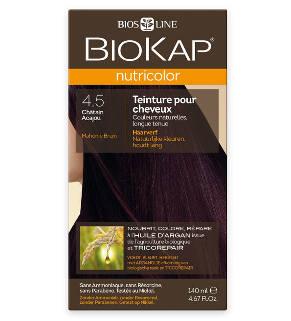 Biokap Nutricolor 4.5 Châtain Acajou - Coloration Permanente Végétale