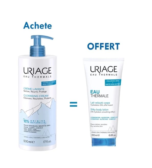 Uriage Crème Lavante Dermo-nettoyante 500ml + Lait Offert