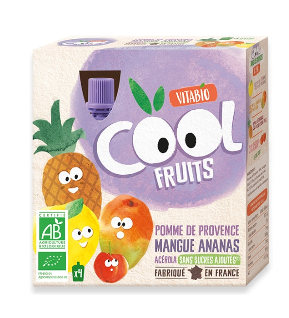 VITABIO Cool Fruits Pomme Mangue Ananas Bio 4x90g