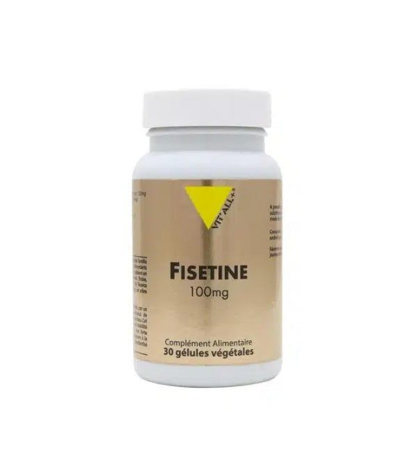 Vit'all+ Fisétine 100 mg, flacon doré de 30 gélules végétales, extrait d'arbre à perruque