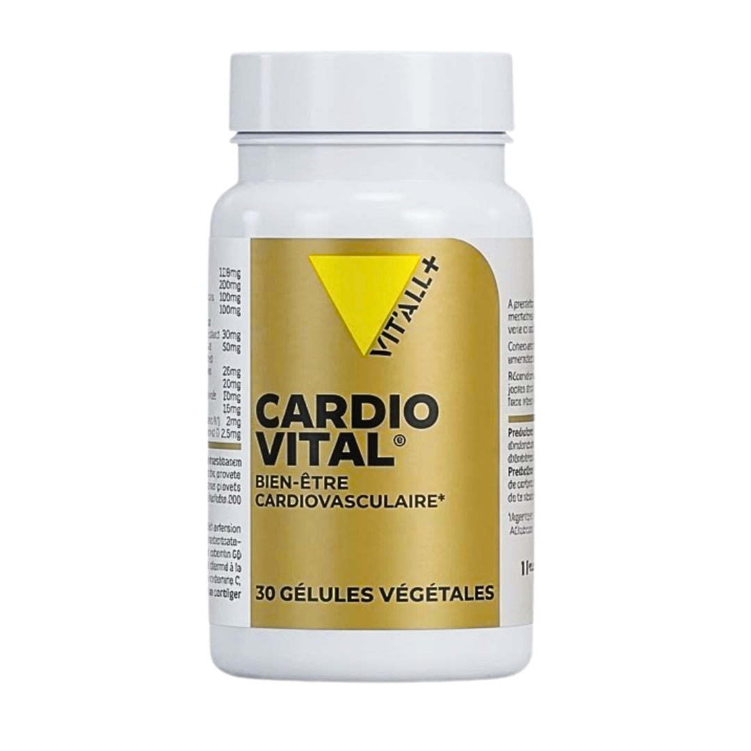 Vit'all+ Cardio Vital, flacon doré de 30 unités, complément bien-être cardiovasculaire