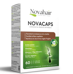 Novahair Novacaps 60 gélules — boîte, complément cheveux et ongles affaiblis, biotine, zinc, sélénium