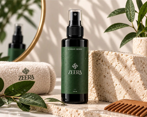 Actifs de l'hydrolat cheveux Zeera : hydrolats de mûrier, de Neem et d'arbre à thé pour fortifier et purifier le cuir chevelu
