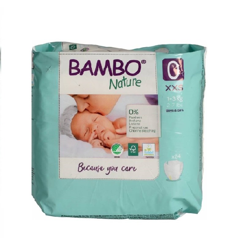 Bambo Couches Taille 0 XXS 1-3 kg 24 Unités
