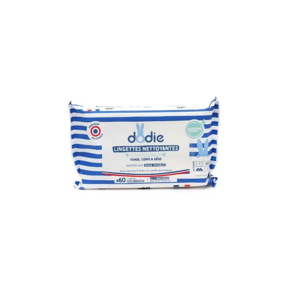 Dodie Lingettes Nettoyantes Fibres Biodégradables 70 Lingettes