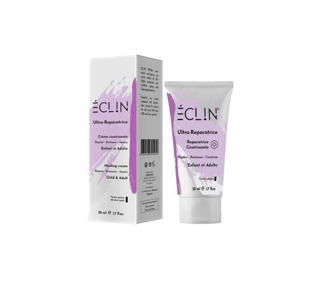 Eclin crème ultra-réparatrice 50 ml, tube et étui violet, enfant et adulte
