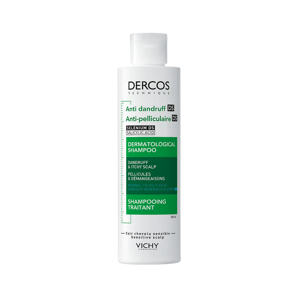 Vichy Dercos Shampooing Anti-Pelliculaire DS Cheveux Normaux à Gras 200ml — flacon, vue produit