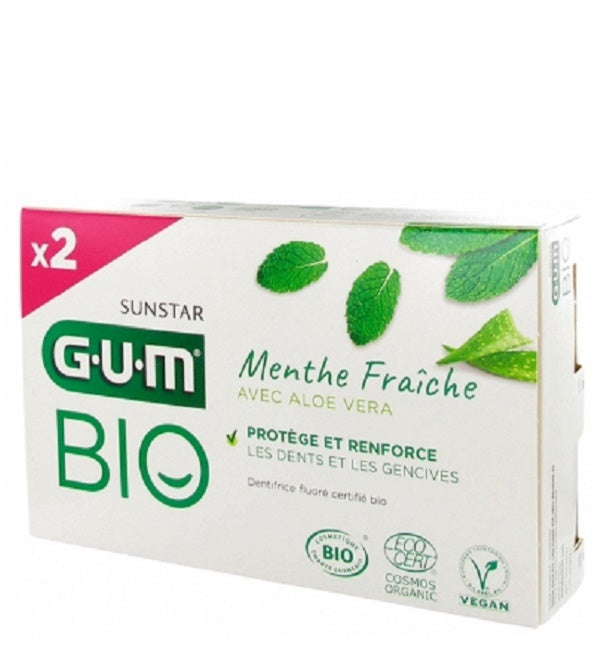 GUM Dentifrice Menthe Fraîche Aloe Vera Bio Lot de 2