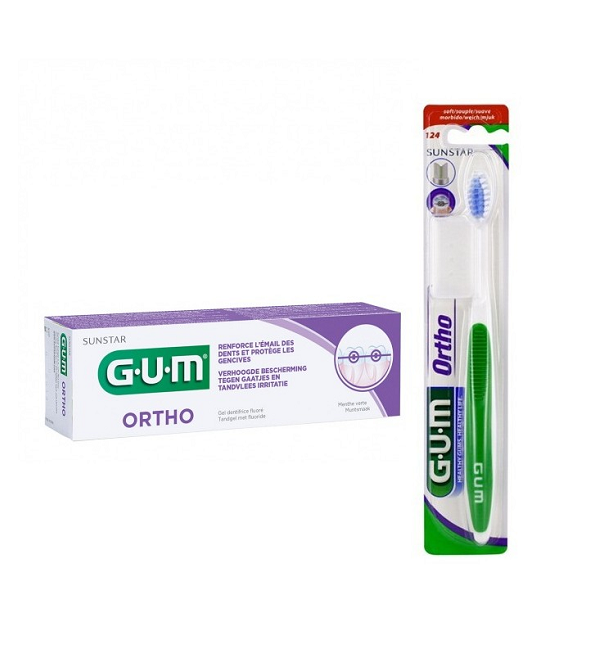 معجون أسنان GUM Ortho + فرشاة أسنان لتقويم الأسنان