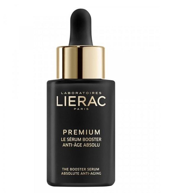 Lierac Premium Le Sérum Booster Anti-Âge Absolu 30 ml, flacon pipette noir et or, sérum visage anti-âge