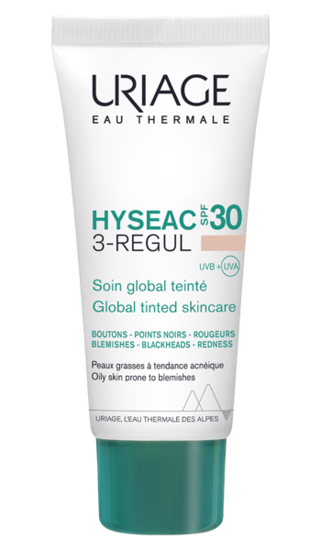 Uriage Hyséac 3-Regul Soin Global Teinté SPF30 40ml — tube, peaux à imperfections