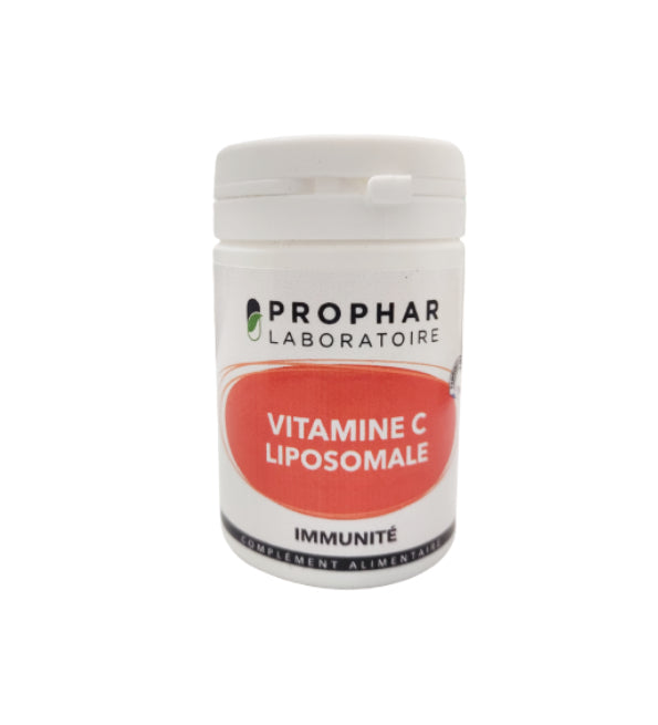 Prophar Vitamine C liposomale Immunité, pilulier blanc de 30 gélules, étiquette rouge