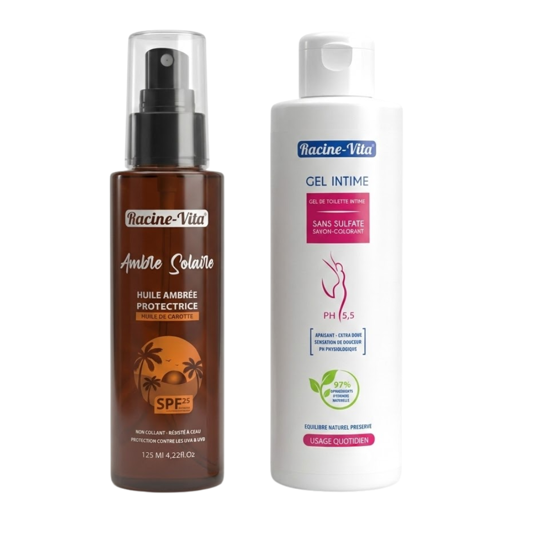 Pack Racine Vita huile Ambre Solaire SPF15 125 ml et gel intime pH 5.5
