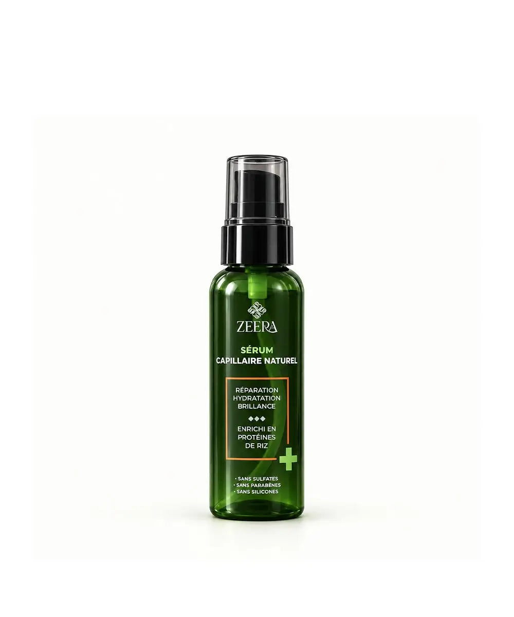 Zeera Sérum Capillaire Naturel aux protéines de riz, réparation hydratation brillance, flacon vert - ParaSmart Maroc