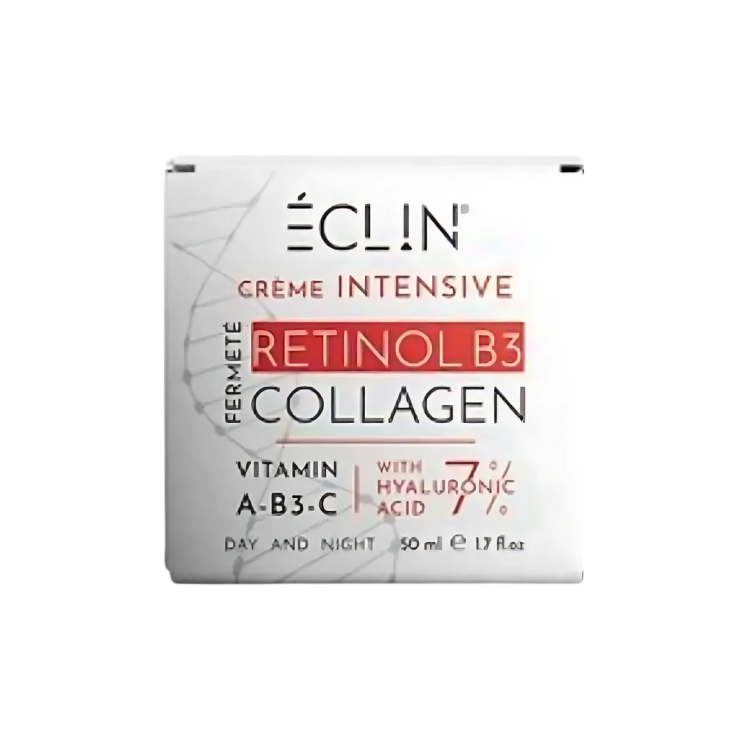 Eclin crème intensive Retinol B3 Collagen 50 ml, étui blanc, fermeté jour et nuit