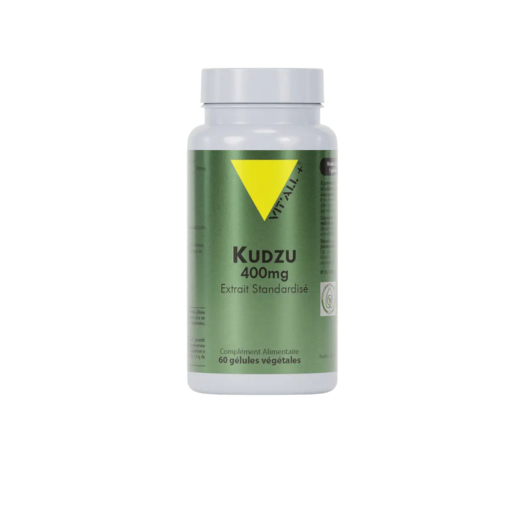 Vit'all+ Kudzu 400 mg extrait standardisé, flacon vert de gélules végétales