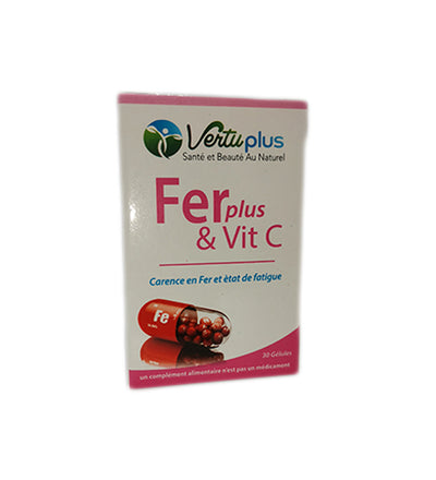 VERTUPLUS - FERplus & Vitamine C Complément Alimentaire 30 Gélules
